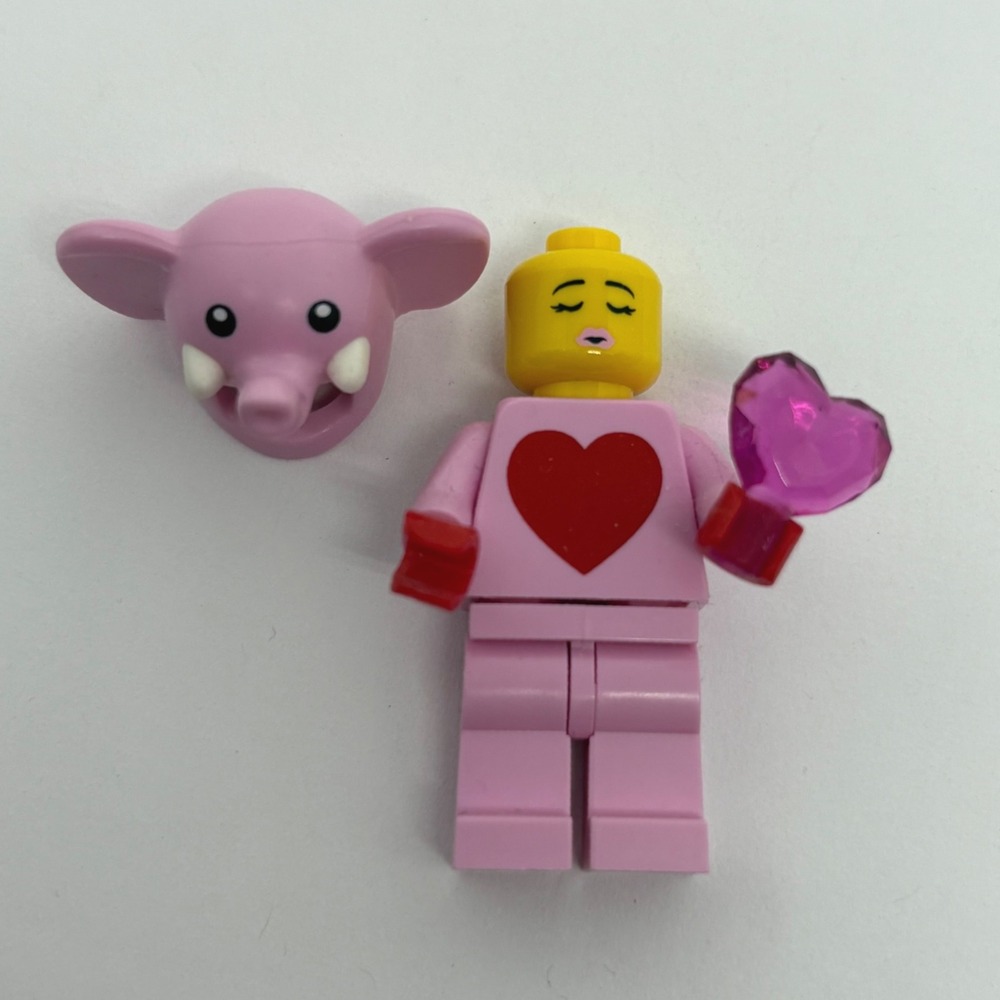 LEGO Pink Elephant Girl Minifigure Heart Torso Sunglasses Valentine's Day Love - Picture 4 of 5